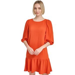 Harper Rose Women’s Puff Sleeve Ruffle Hem Dress Orange Size 10 NWT